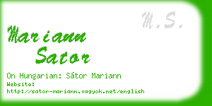 mariann sator business card